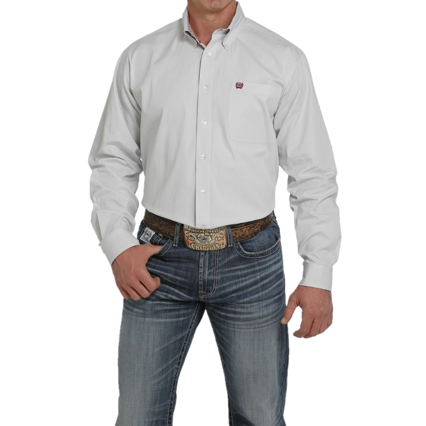 Cinch® Men's Light Blue Pinstripe Button Down Shirt MTW1105464 1 Cinch® Men's Light Blue Pinstripe Button Down Shirt MTW1105464