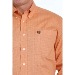 Cinch® Men's Orange Geometric Print Button Down Shirt MTW1105522 5 Cinch® Men's Orange Geometric Print Button Down Shirt MTW1105522 -Ariat Style MTW1105522 1