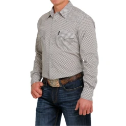 Cinch® Men's Grey Modern Plaid Print Snap Down Shirt MTW1303062