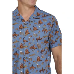 Cinch® Men's Rodeo Print Blue Button Down Camp Shirt MTW1401009 -Ariat Style MTW1401009 1