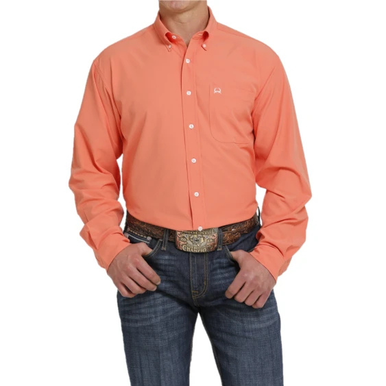 Cinch® Men's Athletic Solid Coral Button Down Shirt MTW1862015 1 Cinch® Men's Athletic Solid Coral Button Down Shirt MTW1862015
