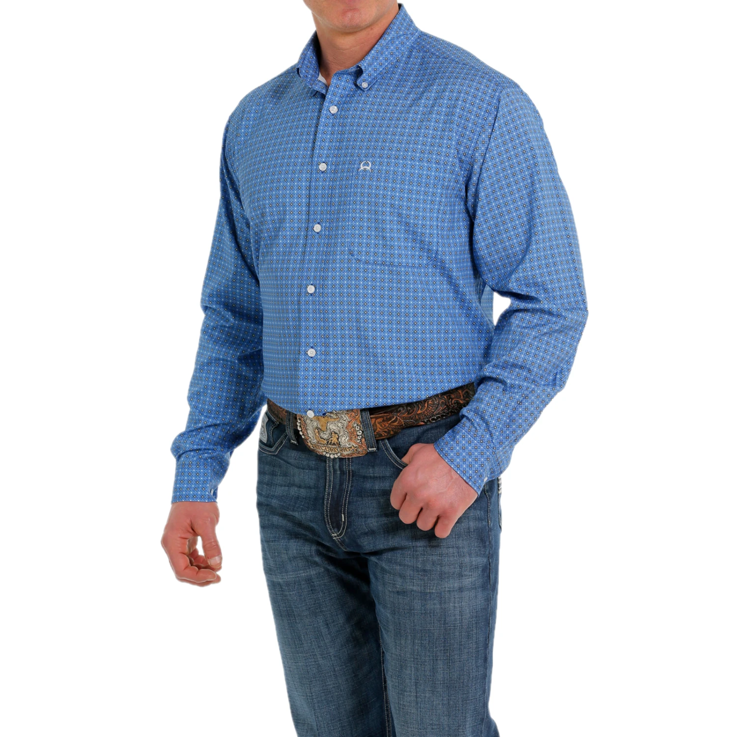Cinch® Men's Arena Flex Royal Blue Geometric Print Button Down Shirt MTW1862017 2 Cinch® Men's Arena Flex Royal Blue Geometric Print Button Down Shirt MTW1862017 - Image 2