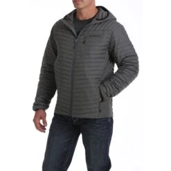 Cinch Men's Mid-Weight Heather Grey Down Hooded Jacket MWJ1507001 -Ariat Style MWJ1507001 2