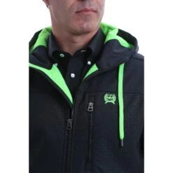 Cinch Men's Black Logo Softshell Hooded Bonded Jacket MWJ1524001 7 Cinch Men's Black Logo Softshell Hooded Bonded Jacket MWJ1524001 -Ariat Style MWJ1524001 4