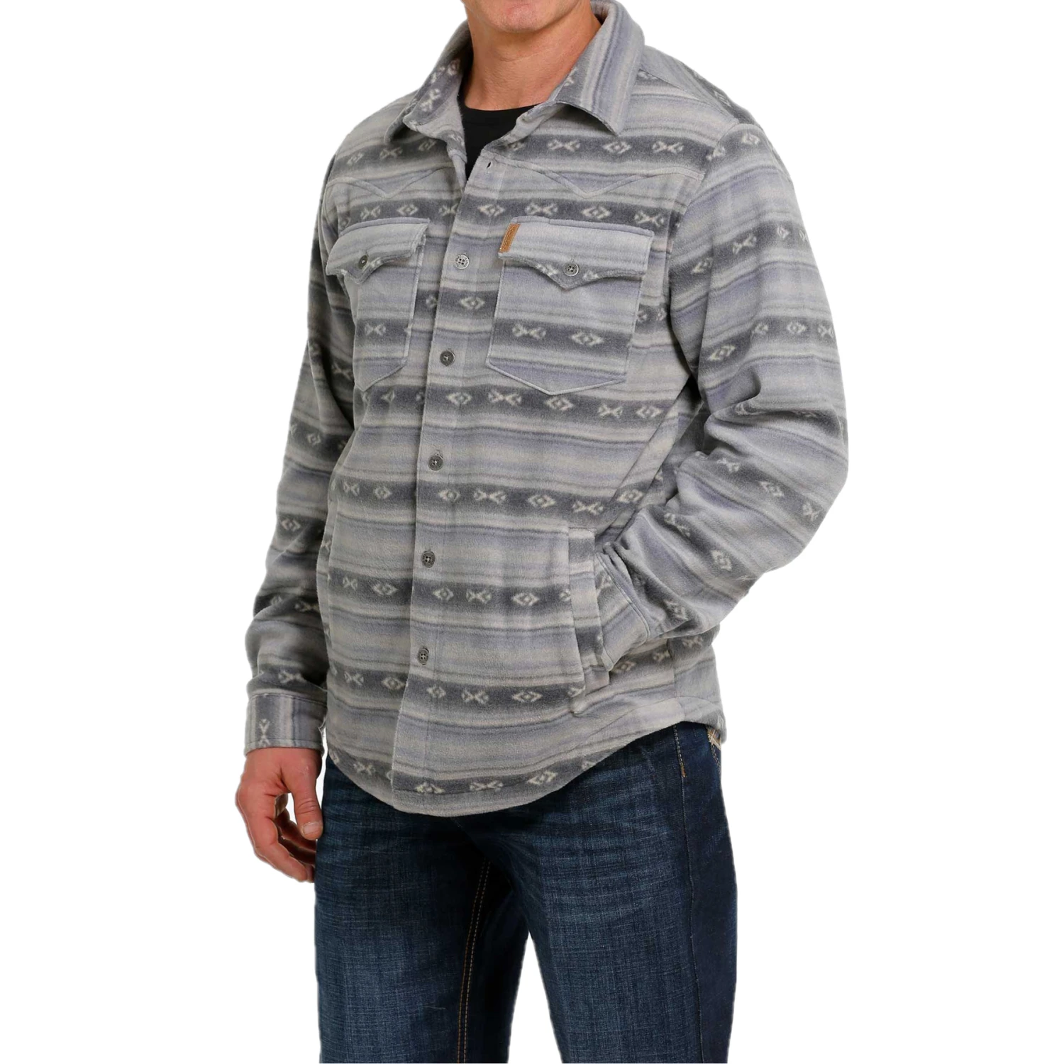 Cinch® Men's Aztec Printed Blue Fleece Shirt Jacket MWJ1580001 3 Cinch® Men's Aztec Printed Blue Fleece Shirt Jacket MWJ1580001 - Image 3