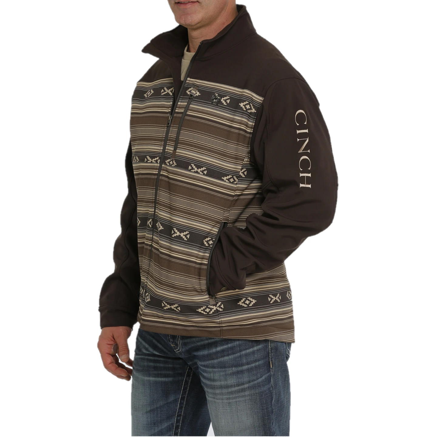 Cinch® Men's Aztec Printed Brown Bonded Softshell Jacket MWJ1583002 2 Cinch® Men's Aztec Printed Brown Bonded Softshell Jacket MWJ1583002 - Image 2