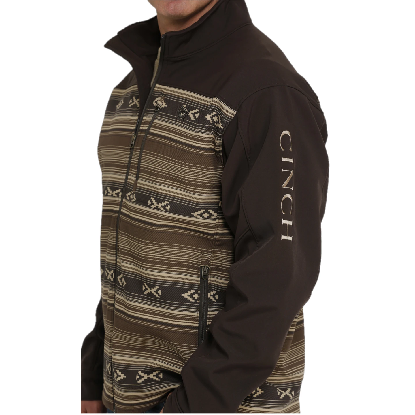 Cinch® Men's Aztec Printed Brown Bonded Softshell Jacket MWJ1583002 5 Cinch® Men's Aztec Printed Brown Bonded Softshell Jacket MWJ1583002 - Image 5