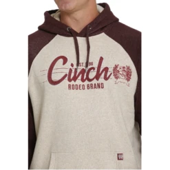 Cinch® Men's Logo Khaki & Burgundy Pullover Hoodie MWK1217008 -Ariat Style MWK1217008 1