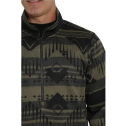 Cinch® Men's Aztec Printed Olive Fleece Pullover MWK1558002 5 Cinch® Men's Aztec Printed Olive Fleece Pullover MWK1558002 -Ariat Style MWK1558002 2
