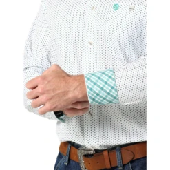 Wrangler® Men's George Strait White & Green Button Up Shirt 112318981 -Ariat Style My project 1 10 aca98f50 68aa 4bcf b109 4ef375910dd0