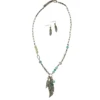 M&F Ladies Bead & Feather Teal Jewelry Set 30850