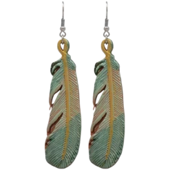 Blazin Roxx Ladies Strike Tooled & Painted Leather Feather Earrings DE0527GR
