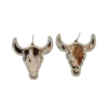 Blazin Roxx Silver Strike Cow Hide Crystal Bull Head Earrings D460013305