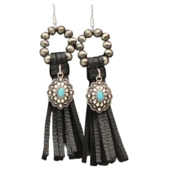 M&F® Ladies Beaded Fringed Silver Earrings D460012401
