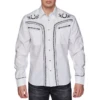 Rodeo Clothing Men's Embroidered White Snap Front Shirt PS500-508