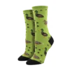 SockSmith Ladies Lucky Ducks Green Crew Socks WNC2386-GEE