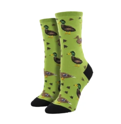 SockSmith Ladies Lucky Ducks Green Crew Socks WNC2386-GEE