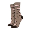 SockSmith Ladies Pig Out Brown Heather Crew Socks WNC2805-HEB
