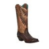 Corral® Ladies Brown Caiman Embroidery Snip Toe Western Boots A4184