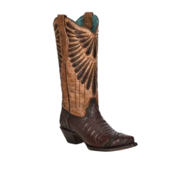 Corral® Ladies Brown Caiman Embroidery Snip Toe Western Boots A4184