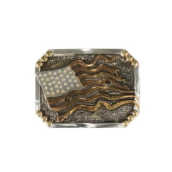 Crumrine Men's Silver & Copper Distressed American Flag Buckle C10011