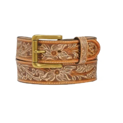 Brighton Men's Natural Floral Tan Leather Belt C14124