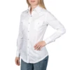 Panhandle Ladies Solid Stretch Poplin White Snap Up Shirt PSWSOSRZ2N-15