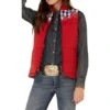 Cruel® Ladies Embroidered RedPuffer Vest CWV7355001