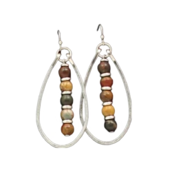 Blazin Roxx® Ladies Teardrop Beaded Silver Earrings 3051626