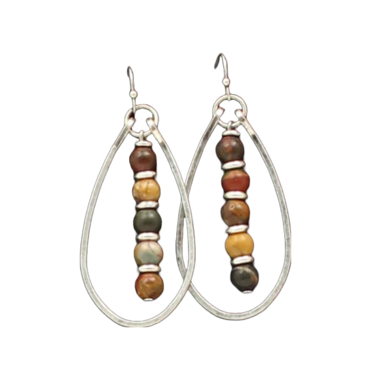 Blazin Roxx® Ladies Teardrop Beaded Silver Earrings 3051626 1 Blazin Roxx® Ladies Teardrop Beaded Silver Earrings 3051626