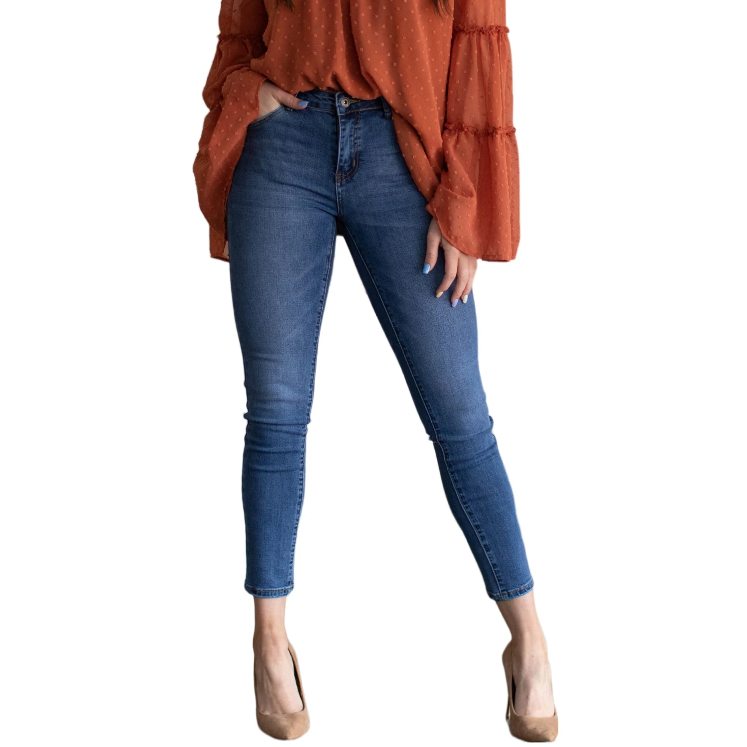 L&B Ladies Light Mid Wash Skinny Jeans JJE1-LMW 1 L&B Ladies Light Mid Wash Skinny Jeans JJE1-LMW