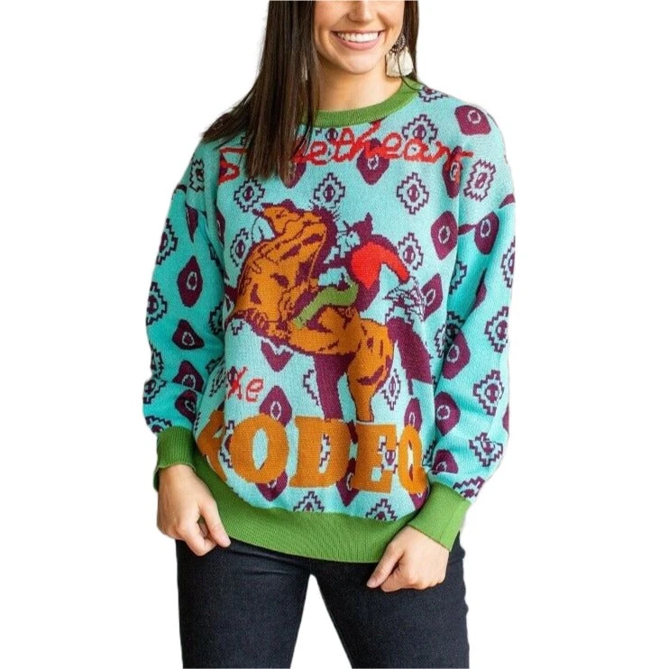 L&B Ladies Sweetheart Rodeo Grey Sweater Shirt JC011-GRY 1 L&B Ladies Sweetheart Rodeo Grey Sweater Shirt JC011-GRY