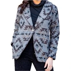 L&B Ladies Brown Aztec Wool Jacket LJO200710BG