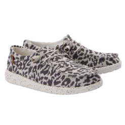 Hey Dude Ladies Wendy Woven Cheetah Grey Shoes 121413091