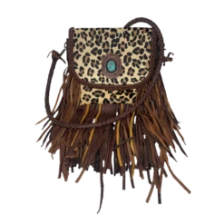 American Darling® Cheetah Cowhide Twist & Fringe Crossbody Purse ADBGM250C
