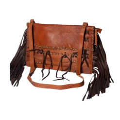 American Darling® Ladies Fringed Brown Leather Shoulder Bag ADBGM307A