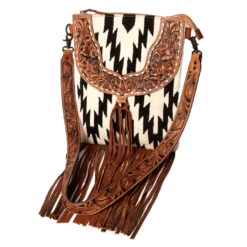 American Darling® Ladies Hand Weave Fringed Cream Handbag ADBGZ125H