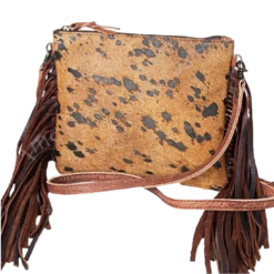 American Darling Brown & Black Cowhide W/Fringe Bag ADBG109BRAC1FRNG