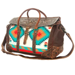 American Darling Aztec & Brown Leather Duffle Bag ADBG588