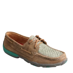 Twisted X Ladies Brown Bomber & Turquoise Fish Driving Mocs WDM0067