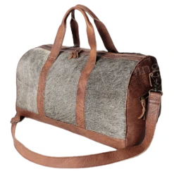 American Darling Cowhide With Silver Acid Wash Duffel Bag ADBGS174BRAH