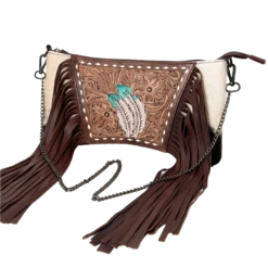 American Darling® Ladies Cowhide & Floral Embossed Purse ADBGZ691D