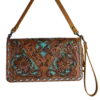 American Darling® Floral Embossed Turquoise & Brown Bag ADBG485BR