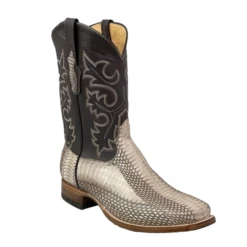 Cowtown Men's Natural Cobra Black Square Toe Boots Q807