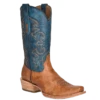 Corral Boots Corral Men's Embroidered Sand & Navy Blue Horseman Toe Boots A4378