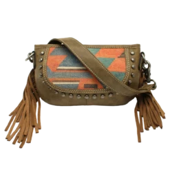 Blazin Roxx Jenni Brown Leather & Canvas Crossbody Belt Bag N770006697