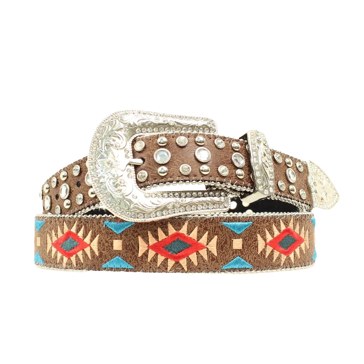 Blazin Roxx Ladies Aztec Embroidered & S Brown Belt N3519802 1 Blazin Roxx Ladies Aztec Embroidered & S Brown Belt N3519802