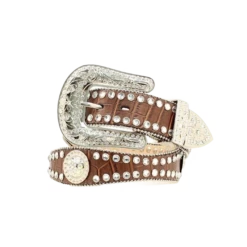 Blazzin Roxx Ladies Croc Print Brown Leather Belt N3512002