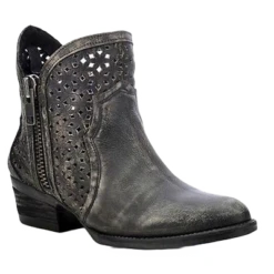 Circle G By Corral Ladies Shortie Black/Grey Cutout Bootie Q0001