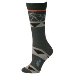 Boot Doctor Ladies Horse Pattern Grey Crew Socks 0417506